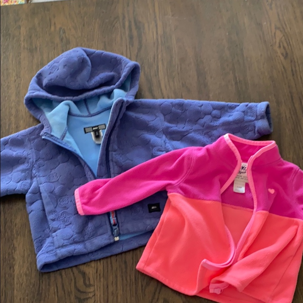 Two fleece zip jackets sz 12m